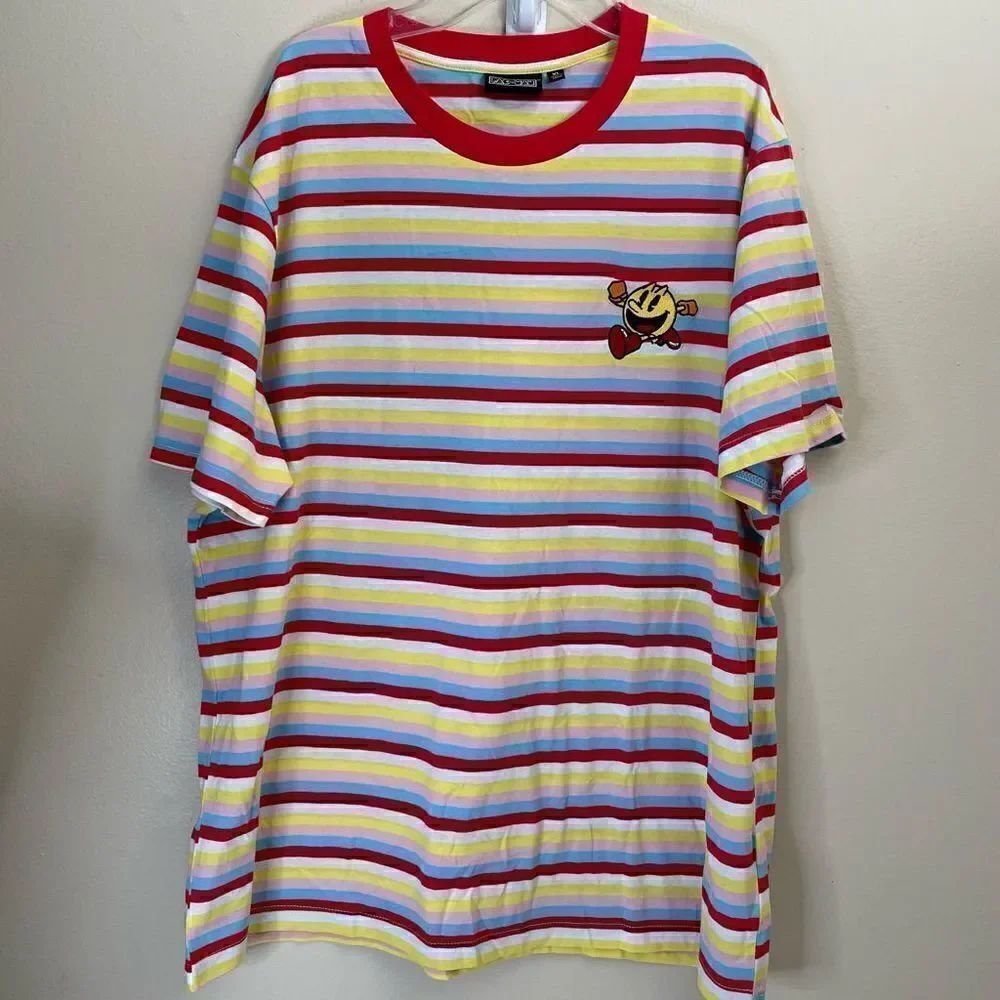 PacMan| XLarge| Unisex| Striped| Cotton| Retro| Y2K